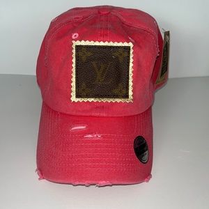 Up Cycled Louis Vuitton Patch BASEBALL cap VINTAGE CORAL